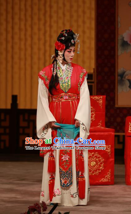 Chinese Beijing Opera Diva You Sanjie Apparels Costumes and Headdress You Sisters in the Red Chamber Traditional Peking Opera Actress Dress Garment