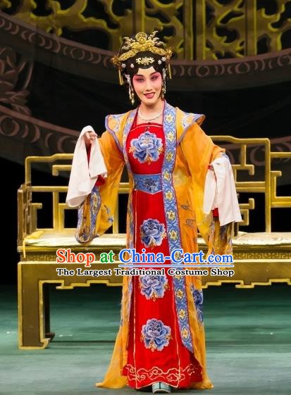 Chinese Beijing Opera Actress Apparels Empress Costumes and Headdress Luo Yang Gong Traditional Peking Opera Diva Queen Zhangsun Dress Garment