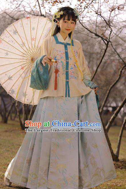 Chinese Traditional Ming Dynasty Historical Costumes Ancient Noble Lady Apparels Royal Princess Embroidered Hanfu Dress for Woman