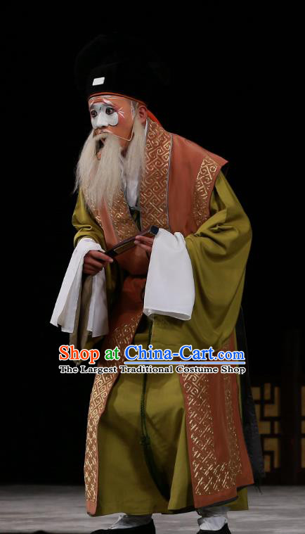 Wu Long Yuan Chinese Peking Opera Elderly Male Garment Costumes and Headwear Beijing Opera Chou Apparels Clown Clothing