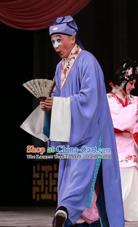 Wu Long Yuan Chinese Peking Opera Clown Garment Costumes and Headwear Beijing Opera Chou Apparels Scholar Zhang Wenyuan Clothing