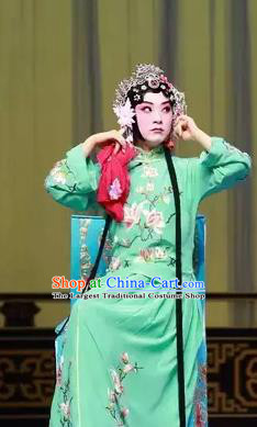 Chinese Beijing Opera Actress Apparels Costumes and Headdress Wu Long Yuan Traditional Peking Opera Young Lady Dress Hua Tan Yan Xijiao Garment