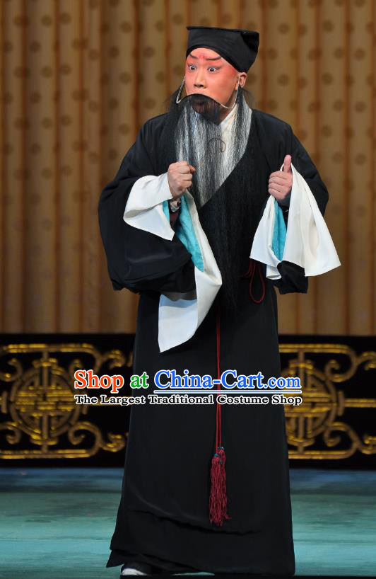 Wu Long Yuan Chinese Peking Opera Old Man Garment Costumes and Headwear Beijing Opera Laosheng Apparels Elderly Male Song Jiang Clothing