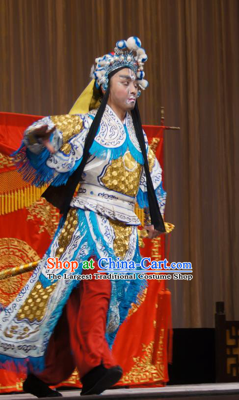 Imperial Concubine Mei Chinese Peking Opera Soldier Armor Suit Garment Costumes and Headwear Beijing Opera Takefu Apparels Martial Male Clothing