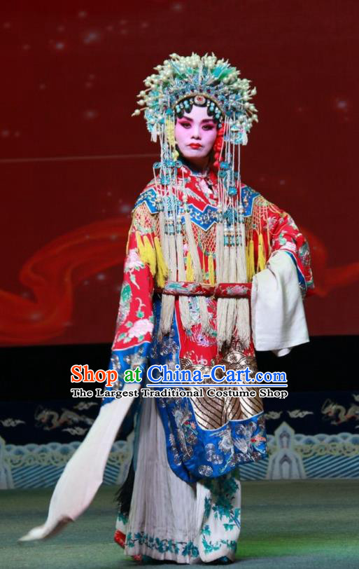 Chinese Shanxi Clapper Opera Hua Tan Garment Costumes and Headdress Jian Huang Gu Traditional Bangzi Opera Actress Dress Royal Princess Apparels