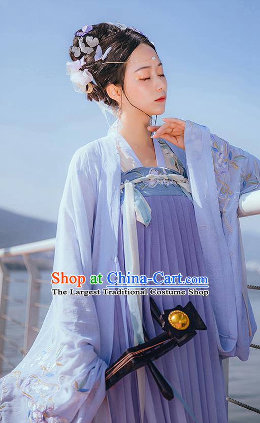 Chinese Tang Dynasty Court Lady Embroidered Hanfu Dress Traditional Apparels Ancient Royal Princess Historical Costumes Complete Set