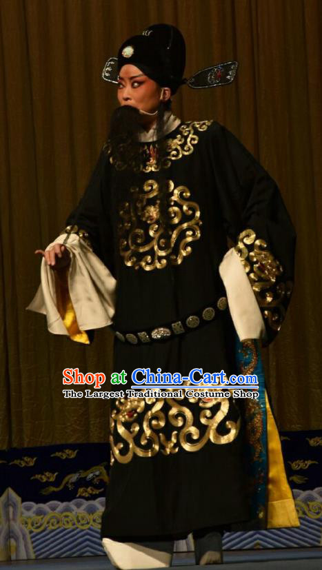 Wo Hu Ling Chinese Shanxi Opera Laosheng Apparels Costumes and Headpieces Traditional Jin Opera Magistrate Dong Xuan Garment Official Clothing