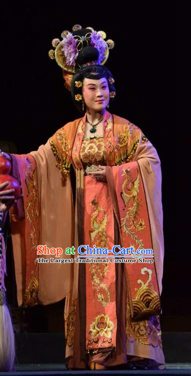 Chinese Jin Opera Queen Wang Garment Costumes and Headdress Madam Ruyi Traditional Shanxi Opera Noble Female Dress Empress Apparels