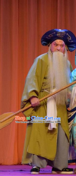 Han Yang Court Chinese Shanxi Opera Fisher Apparels Costumes and Headpieces Traditional Jin Opera Elderly Male Garment Boatman Clothing