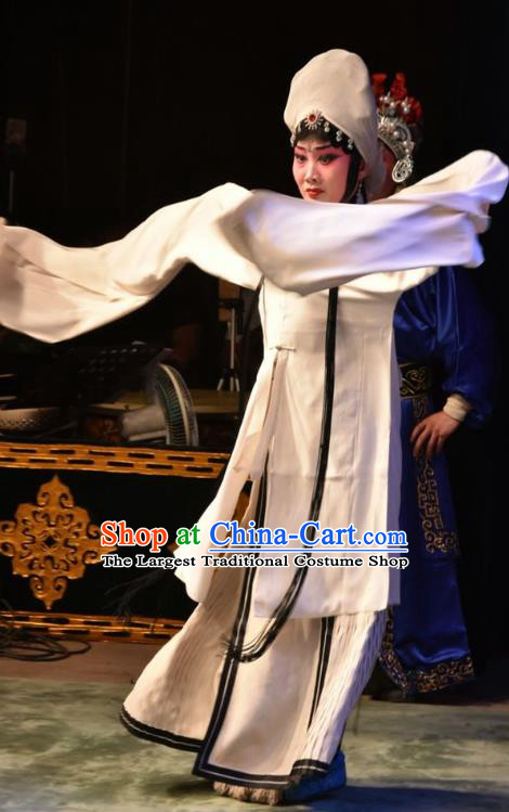 Chinese Jin Opera Fisher Girl Garment Costumes and Headdress Han Yang Court Traditional Shanxi Opera Young Beauty Dress Distress Maiden Apparels