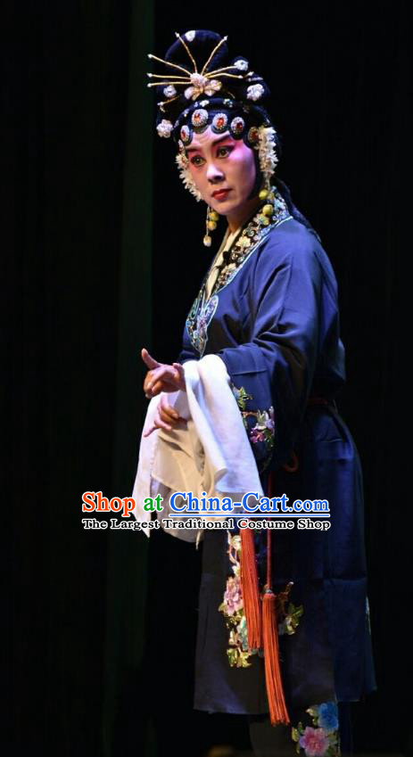 Chinese Jin Opera Martial Woman Garment Costumes and Headdress Traditional Shanxi Opera Female Swordsman Dress Wudan Apparels