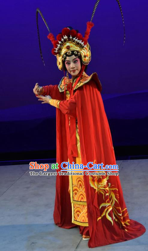 Chinese Jin Opera Female General Garment Costumes and Headdress Xiong Guan Niang Zi Traditional Shanxi Opera Princess Pingyang Dress Martial Woman Apparels