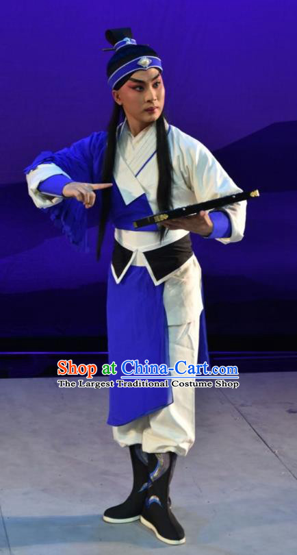 Xiong Guan Niang Zi Chinese Shanxi Opera Xiaosheng Apparels Costumes and Headpieces Traditional Jin Opera Young Male Garment Swordsman Clothing