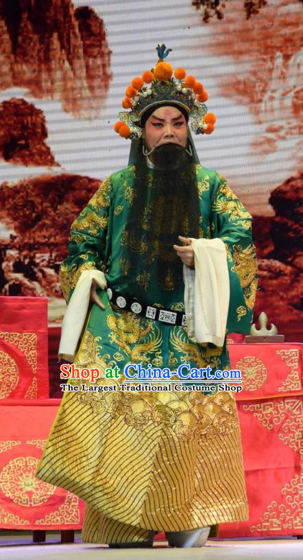 San Guan Dian Shuai Chinese Shanxi Opera Laosheng Apparels Costumes and Headpieces Traditional Jin Opera Elderly Male Garment Marshal Yang Yanzhao Clothing