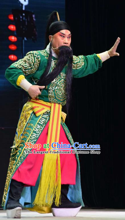 Xia He Dong Chinese Shanxi Opera Martial Male Apparels Costumes and Headpieces Traditional Jin Opera Pioneer Garment Military Officer Huyan Shouting Clothing