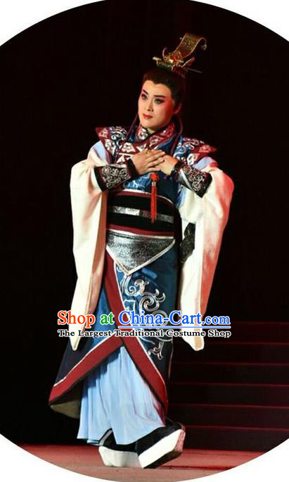 Zhen Luo Nv Chinese Shanxi Opera Scholar Apparels Costumes and Headpieces Traditional Jin Opera Young Male Garment Prince Cao Zhi Clothing