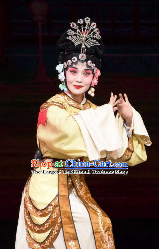 Chinese Jin Opera Court Female Garment Costumes and Headdress Big Feet Empress Traditional Shanxi Opera Royal Queen Apparels Diva Ma Xiuying Dress