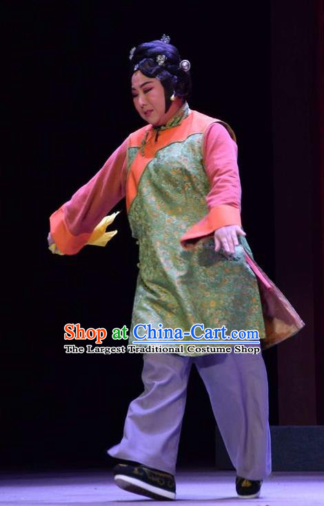 Chinese Jin Opera Elderly Female Garment Costumes and Headdress The Legend of Jin E Traditional Shanxi Opera Woman Matchmaker Apparels Female Servant Dress