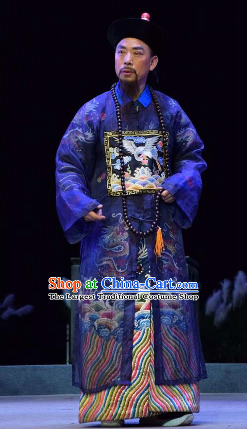 The Legend of Jin E Chinese Shanxi Opera Magistrate Cao Jintang Apparels Costumes and Headpieces Traditional Jin Opera Garment Qing Dynasty Official Clothing