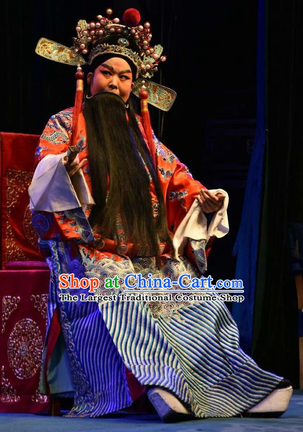 Ming Gong Duan Chinese Shanxi Opera Laosheng Apparels Costumes and Headpieces Traditional Jin Opera Elderly Male Garment Prince Chen Shimei Clothing