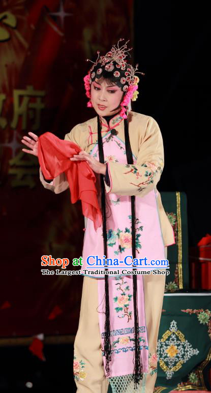 Chinese Shandong Opera Young Beauty Garment Costumes and Headdress Zi Mei Yi Jia Traditional Lu Opera Actress Apparels Diva Zhang Sumei Dress