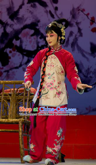 Chinese Han Opera Young Woman Garment Shi Qi Costumes and Headdress Traditional Hubei Hanchu Opera Diva Yu Lan Apparels Actress Dress