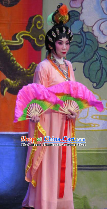 Chinese Cantonese Opera Palace Lady Garment The Long Regret Costumes and Headdress Traditional Guangdong Opera Figurant Apparels Court Maid Dress