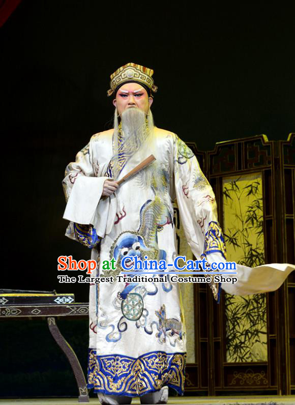 Baili Xi Ren Qi Chinese Hubei Hanchu Opera Laosheng Apparels Costumes and Headpieces Traditional Han Opera Elderly Male Garment Official Clothing