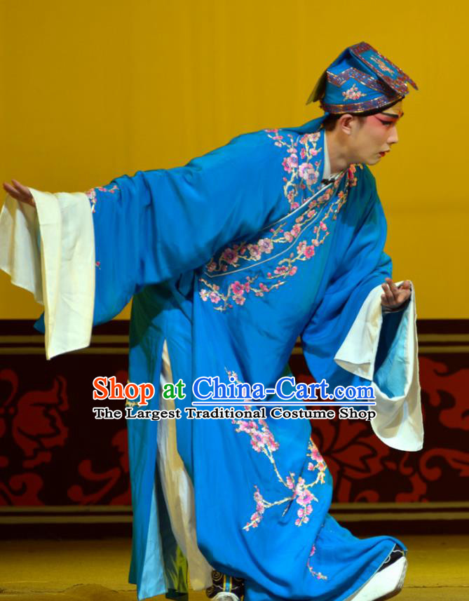 Hua Tian Ba Cuo Chinese Hubei Hanchu Opera Scholar Bian Ji Apparels Costumes and Headpieces Traditional Han Opera Young Male Garment Xiaosheng Clothing