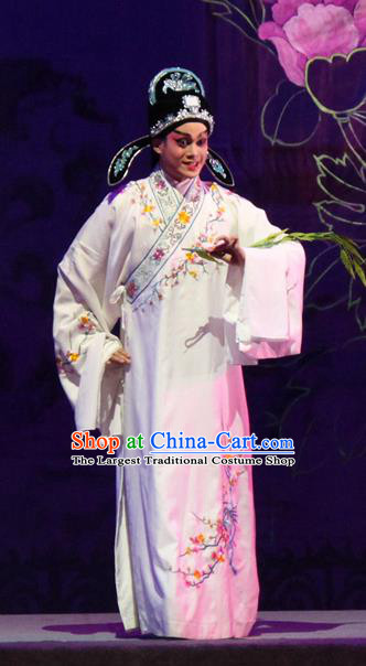 The Peony Pavilion Chinese Guangdong Opera Scholar Liu Mengmei Apparels Costumes and Headpieces Traditional Cantonese Opera Xiaosheng Garment Niche Clothing