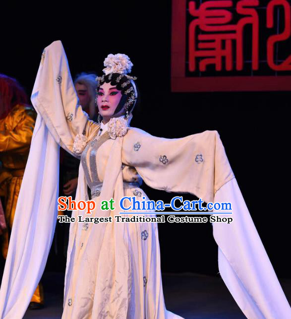 Chinese Cantonese Opera Distress Maiden Garment The Peony Pavilion Costumes and Headdress Traditional Guangdong Opera Young Female Apparels Diva Du Liniang Dress