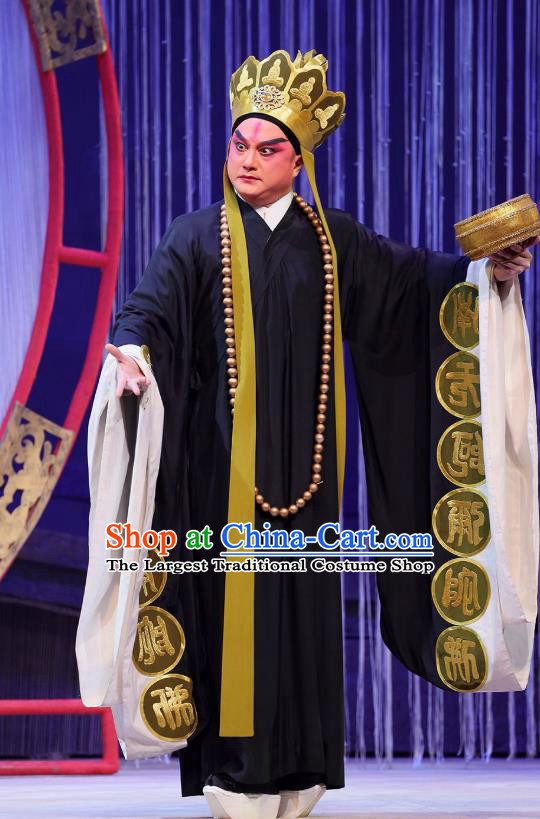 The Fairy Tale of White Snake Chinese Guangdong Opera Monk Fa Hai Apparels Costumes and Headpieces Traditional Cantonese Opera Master Garment Abbot Clothing