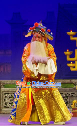 Chinese Guangdong Opera Elderly Male Wu Zixu Apparels Costumes and Headpieces Traditional Cantonese Opera Laosheng Garment Duke Clothing