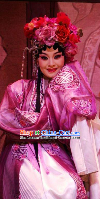 Chinese Cantonese Opera Garment Hua Yue Ying Costumes and Headdress Traditional Guangdong Opera Actress Apparels Diva Du Caiwei Young Beauty Dress