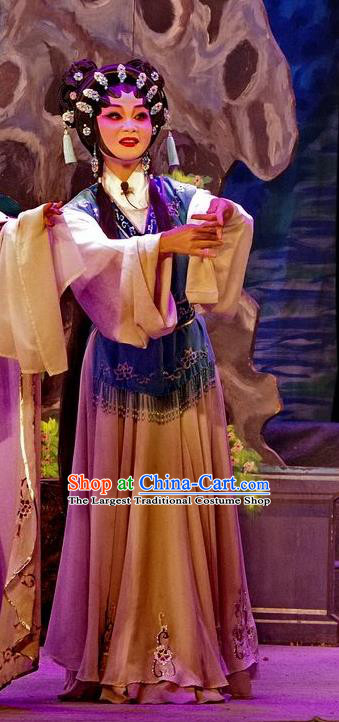 Chinese Cantonese Opera Maid Lady Xiao Pan Garment Qian Tang Su Xiaoxiao Costumes and Headdress Traditional Guangdong Opera Xiaodan Apparels Servant Girl Dress