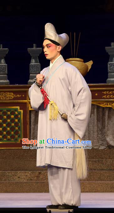 Legend of Lun Wenxu Chinese Guangdong Opera Monk Apparels Costumes and Headpieces Traditional Cantonese Opera Acolyte Garment Figurant Clothing