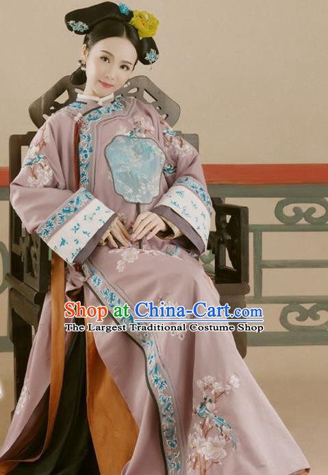 Chinese Traditional Qing Dynasty Manchu Palace Concubine Historical Costumes Ancient Drama Imperial Consort Hanfu Dress Apparels and Headdress for Women