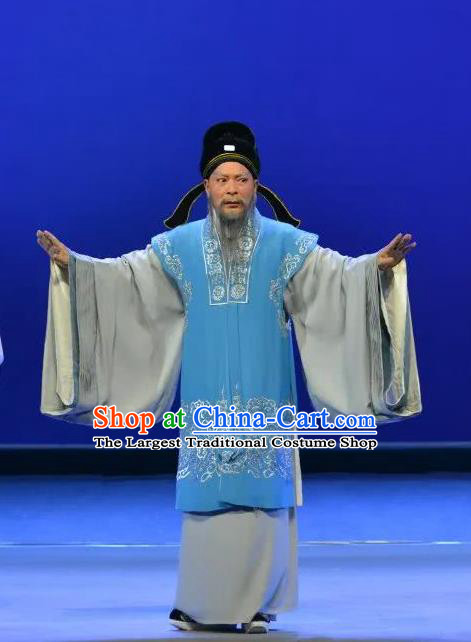 Search the College Chinese Guangdong Opera Laosheng Apparels Costumes and Headpieces Traditional Cantonese Opera Elderly Male Garment Rector Xie Bao Clothing