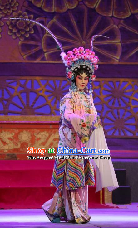 Chinese Cantonese Opera Hua Tan Garment Costumes and Headdress Traditional Guangdong Opera Actress Apparels Princess Shanhu Dress