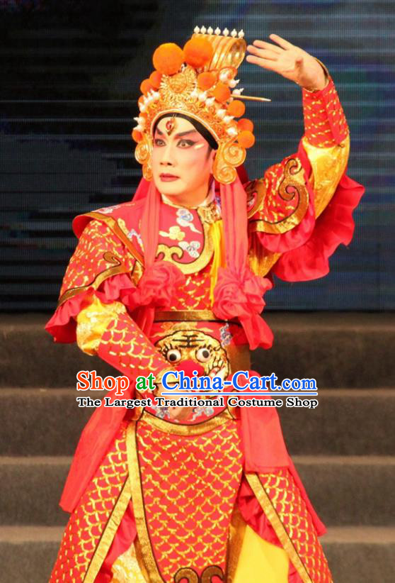 Legend of Er Lang Chinese Guangdong Opera General Apparels Costumes and Headwear Traditional Cantonese Opera God Garment Martial Male Clothing