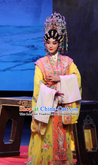 Chinese Cantonese Opera Actress Garment Goddess Luo Costumes and Headdress Traditional Guangdong Opera Imperial Consort Guo Apparels Hua Tan Dress