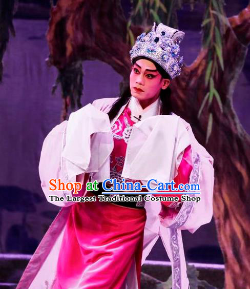 Chinese Guangdong Opera Xiaosheng Apparels Costumes and Headwear Traditional Cantonese Opera Childe Garment Crown Prince Clothing