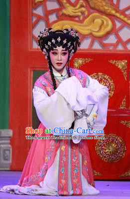 Chinese Cantonese Opera Young Lady Garment The Mad Monk by the Sea Costumes and Headdress Traditional Guangdong Opera Hua Tan Apparels Diva Ye Piaohong Dress