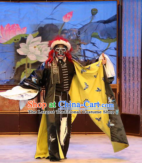 Ba Luo He Chinese Guangdong Opera Painted Role Apparels Costumes and Headwear Traditional Cantonese Opera Martial Male Garment Wusheng Luo Hongxun Clothing