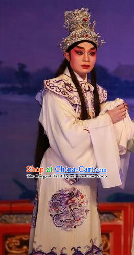 Wu Suo Dong Gong Chinese Guangdong Opera Prince Wen Xi Apparels Costumes and Headwear Traditional Cantonese Opera Xiaosheng Garment Young Male Clothing