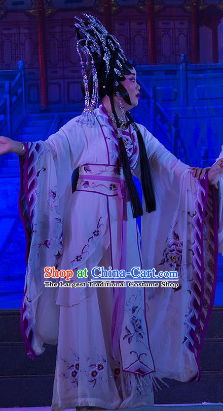 Chinese Cantonese Opera Actress Garment Wu Suo Dong Gong Costumes and Headdress Traditional Guangdong Opera Princess Apparels Hua Tan Dress