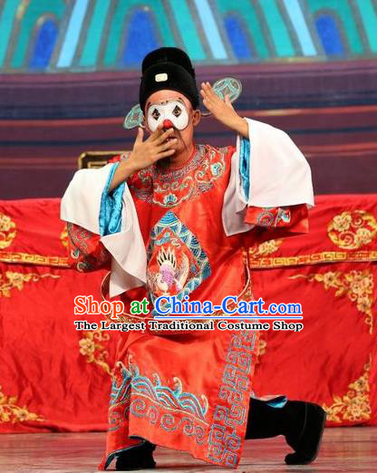 Feng Guan Meng Chinese Guangdong Opera Magistrate Apparels Costumes and Headwear Traditional Cantonese Opera Official Garment Clown Clothing