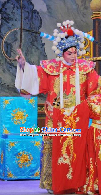 The Sword Chinese Guangdong Opera Young Male Apparels Costumes and Headwear Traditional Cantonese Opera Hero Garment Warrior Wang Han Clothing