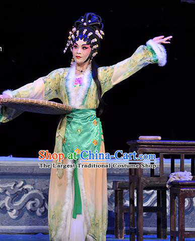 Chinese Cantonese Opera Actress Garment Qing Hua Pan Jinlian Costumes and Headdress Traditional Guangdong Opera Young Female Apparels Diva Dress