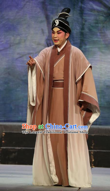 Pan Maoming Chinese Guangdong Opera Young Male Apparels Costumes and Headwear Traditional Cantonese Opera Xiaosheng Garment Taoist Clothing